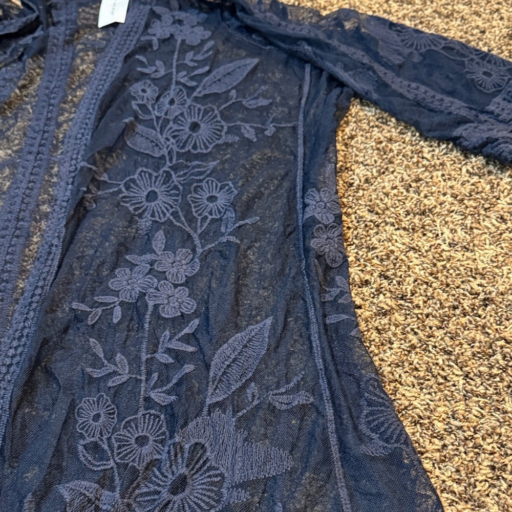 Lane Bryant Navy Sheer Open-Front Cardigan - Picture 5 of 5